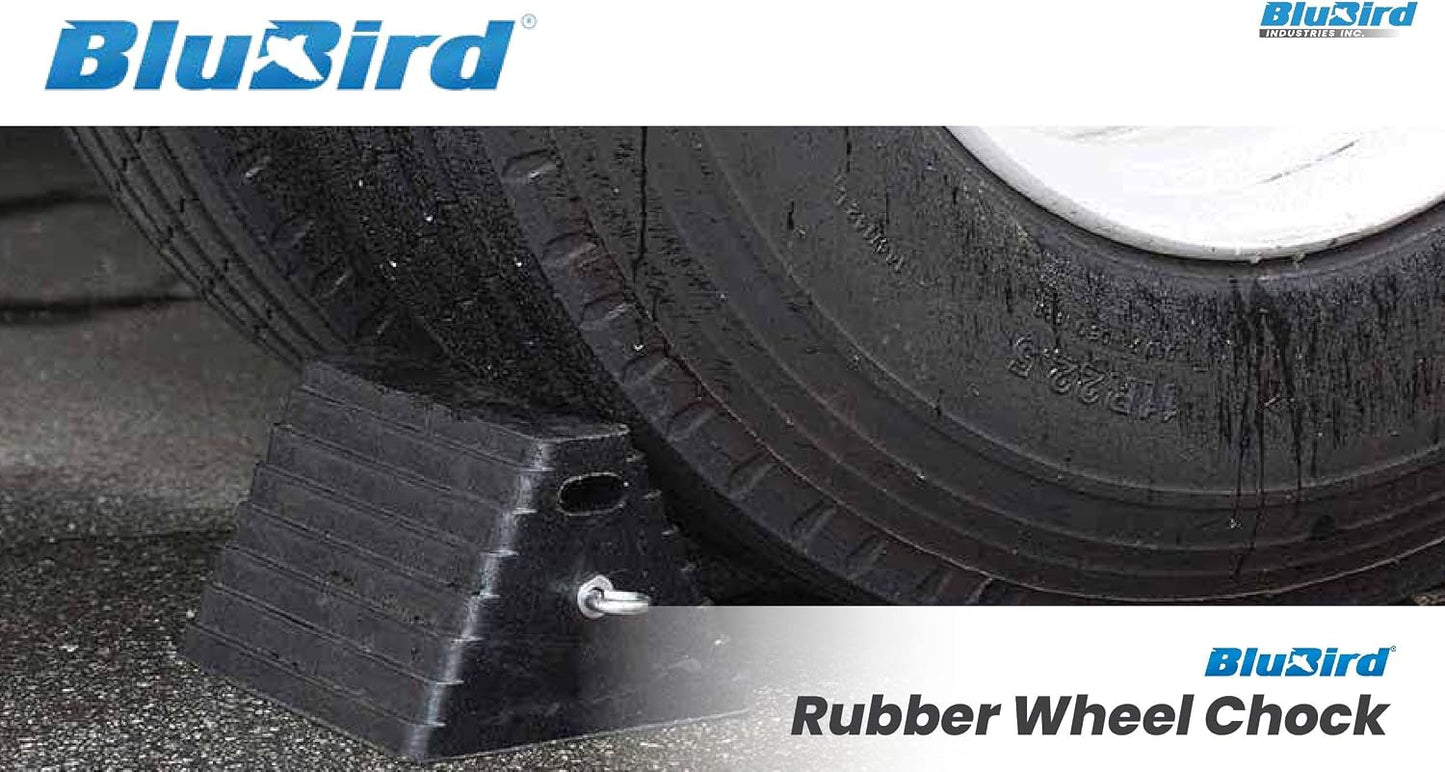 Blubird Rubber Wheel Chock with Handle, 100% Heavy-Duty Rubber, Non-Slip