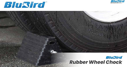 Blubird Rubber Wheel Chock with Handle, 100% Heavy-Duty Rubber, Non-Slip