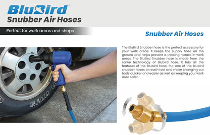 BLUBIRD 1/2" x 5' Rubber Air Snubber Hose, 100% Rubber, Lightest, Strongest