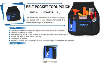 BluBird Work Gear Belt Pocket Tool Pouch with 4 Pockets