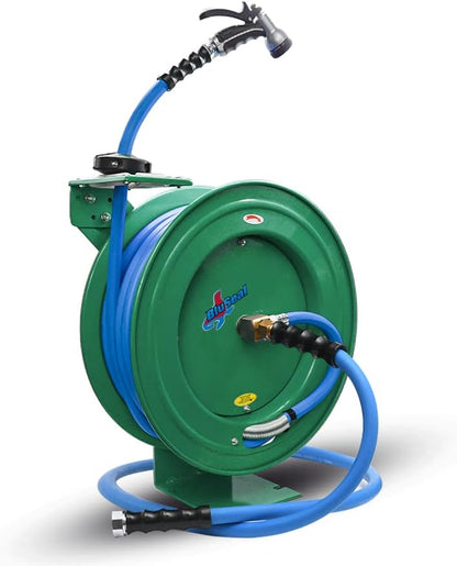 RMX BluSeal Auto Retractable Water Hose Reel with Hot & Cold Rubber Garden Hose