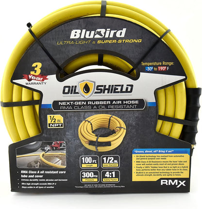 OIL SHIELD OS12100 1/2" x 100' Class A Rubber Air Hose, 50F to 200F, 1200PSI