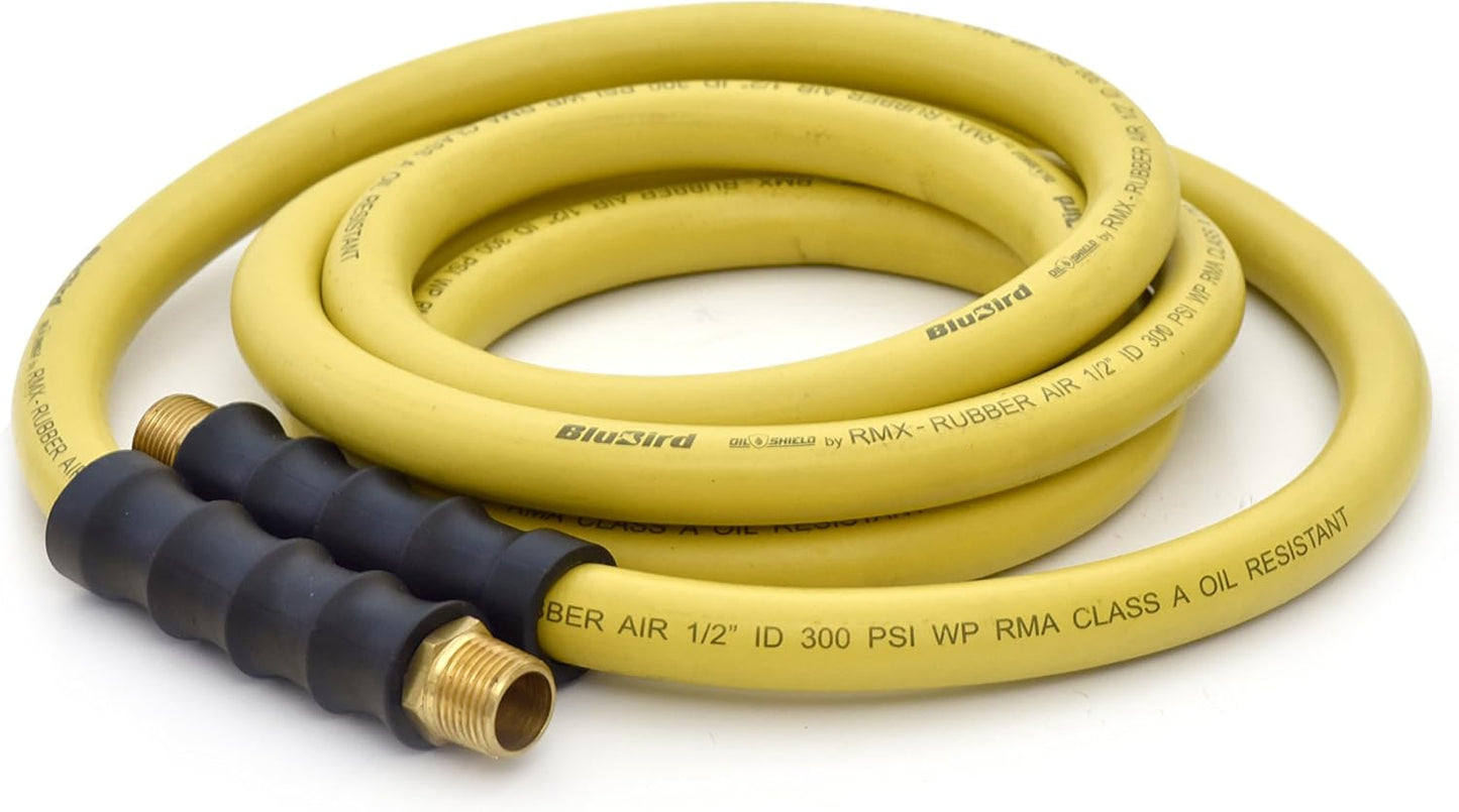 BluBird Oil Shield RMA Class A Professional Rubber Air Hose (1/2" x 25') 1/2 NPT