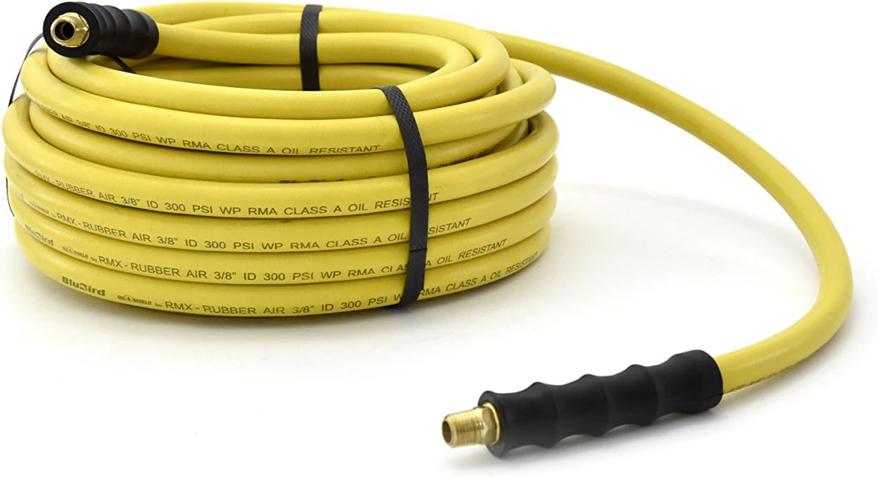 BLUBIRD Oil Shield - Lightest, Strongest, Flexible Rubber Air Hose (3/8" x 25')
