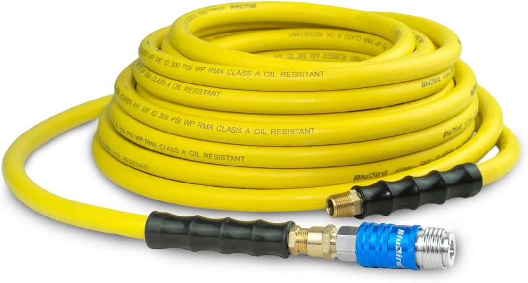OilShield Rubber Air Hose 3/8" X 50' - 3/8" Male-NPT, 300 PSI, Nitrile Class A