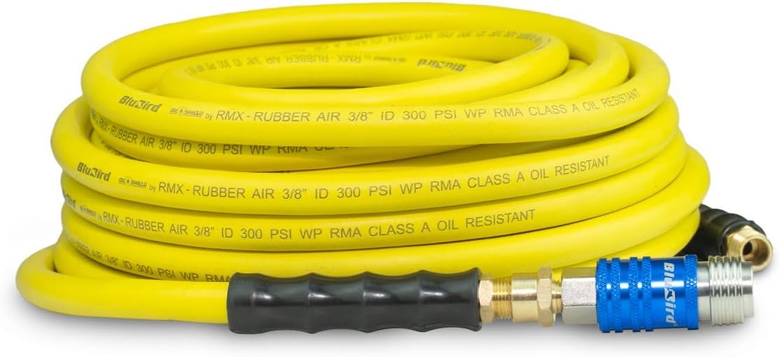 OilShield Rubber Air Hose 3/8" X 50' - 3/8" Male-NPT, 300 PSI, Nitrile Class A