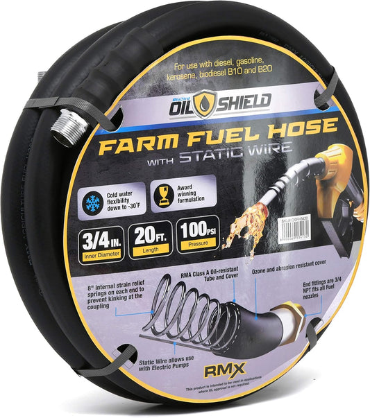 Oil Shield Next-Gen Farm Fuel Transfer Hose - Lighter - Antistatic (3/4" x 20')