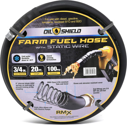 Oil Shield Next-Gen Farm Fuel Transfer Hose - Lighter - Antistatic (3/4" x 20')