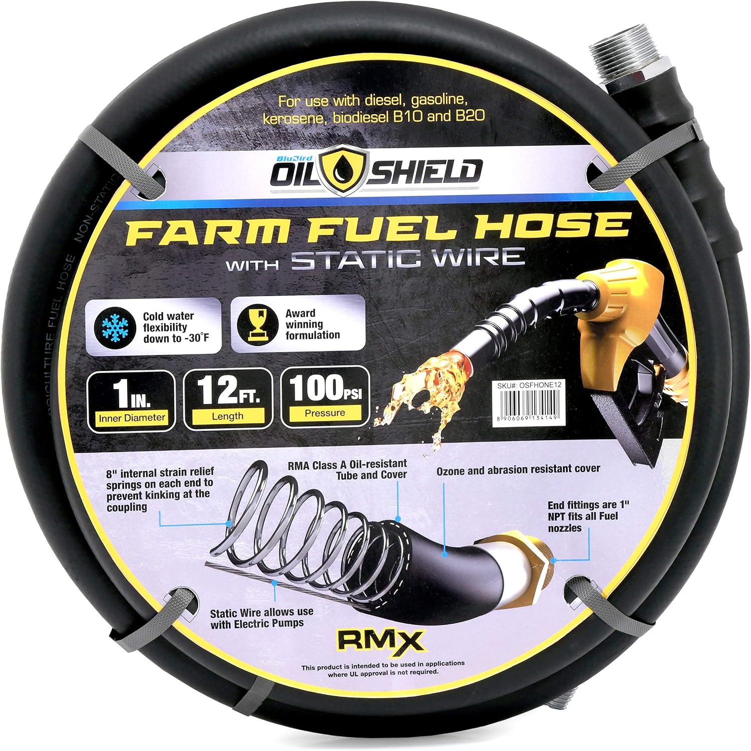 Oil Shield Next-Gen Farm Fuel Transfer Hose - Lighter - 2X Kink Resistant