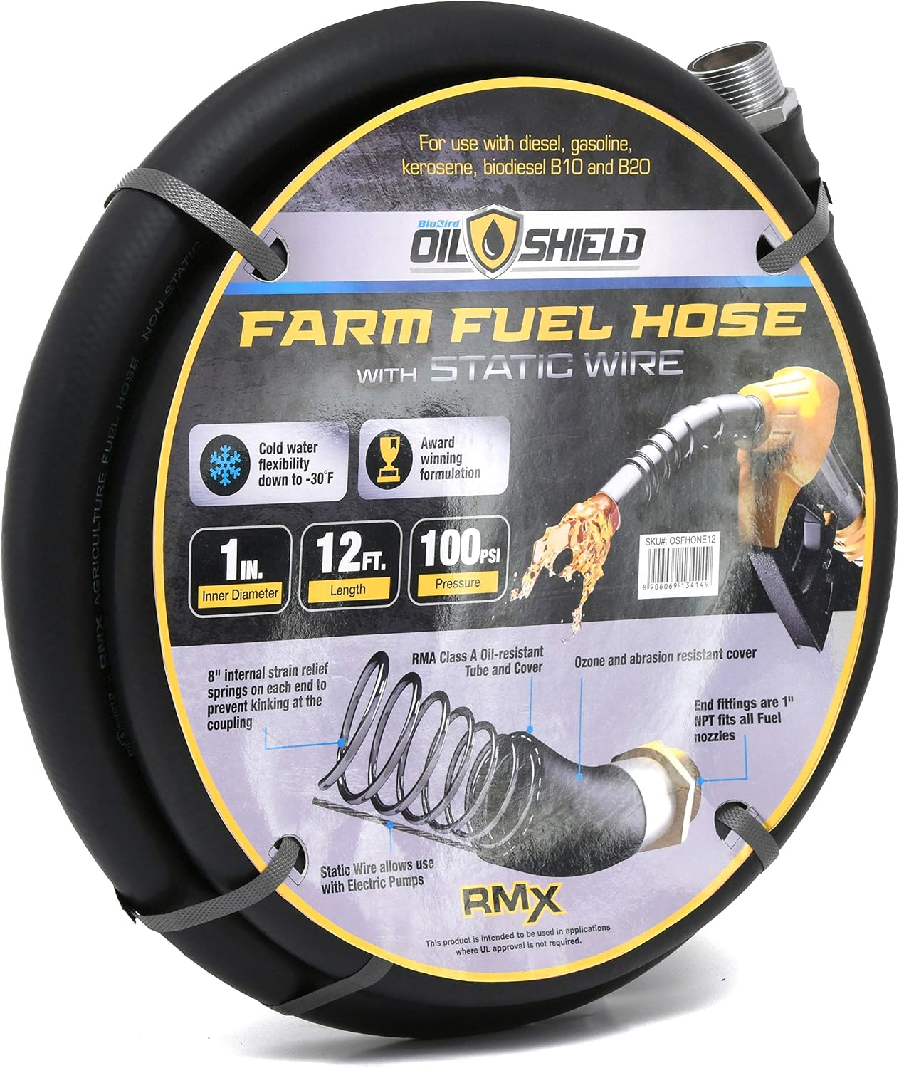 Oil Shield Next-Gen Farm Fuel Transfer Hose - Lighter - 2X Kink Resistant