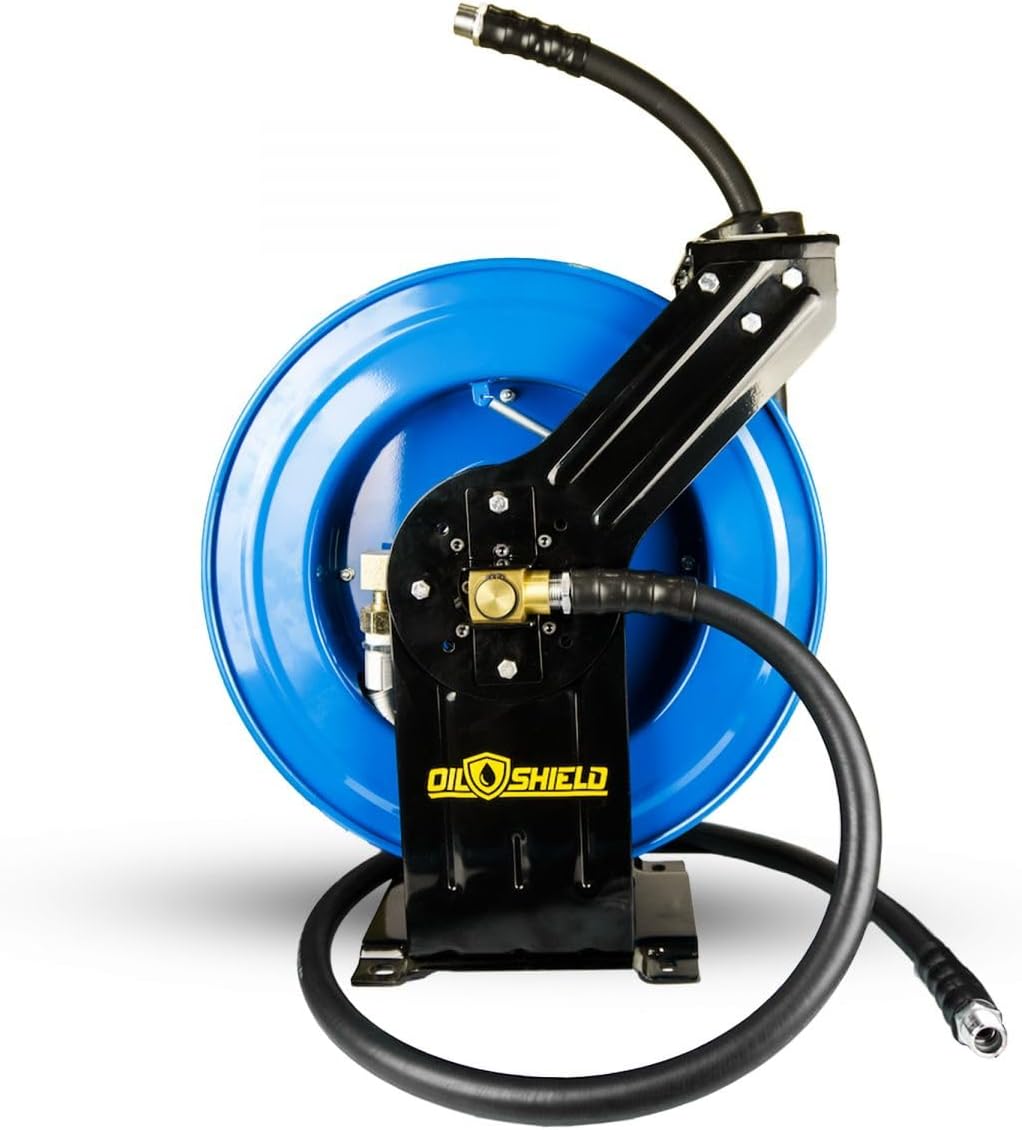 OIL SHIELD OSFHRONE40 Farm Fuel Hose Reel – Heavy Duty Assembly, 1" x 40' Rubber