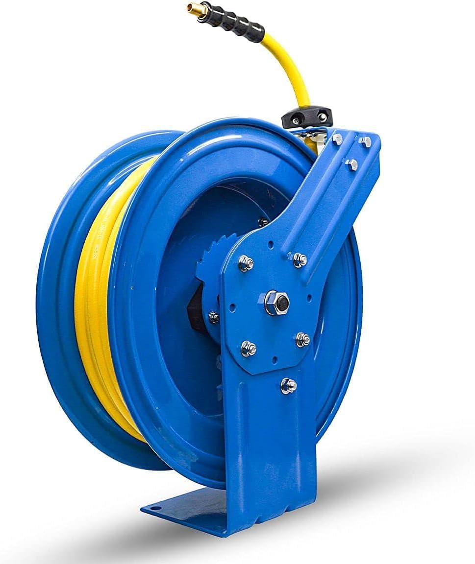 BluBird Oil Shield Heavy-Duty 18 ga. Retractable Hose Reel - 3/8" x 100"
