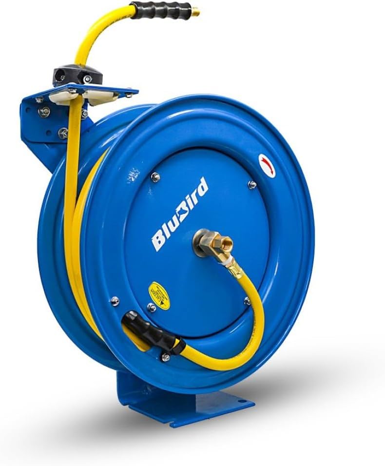 Rubber Air Hose Reel Hvy Duty Single Arm Assembly 1/2" x 75'