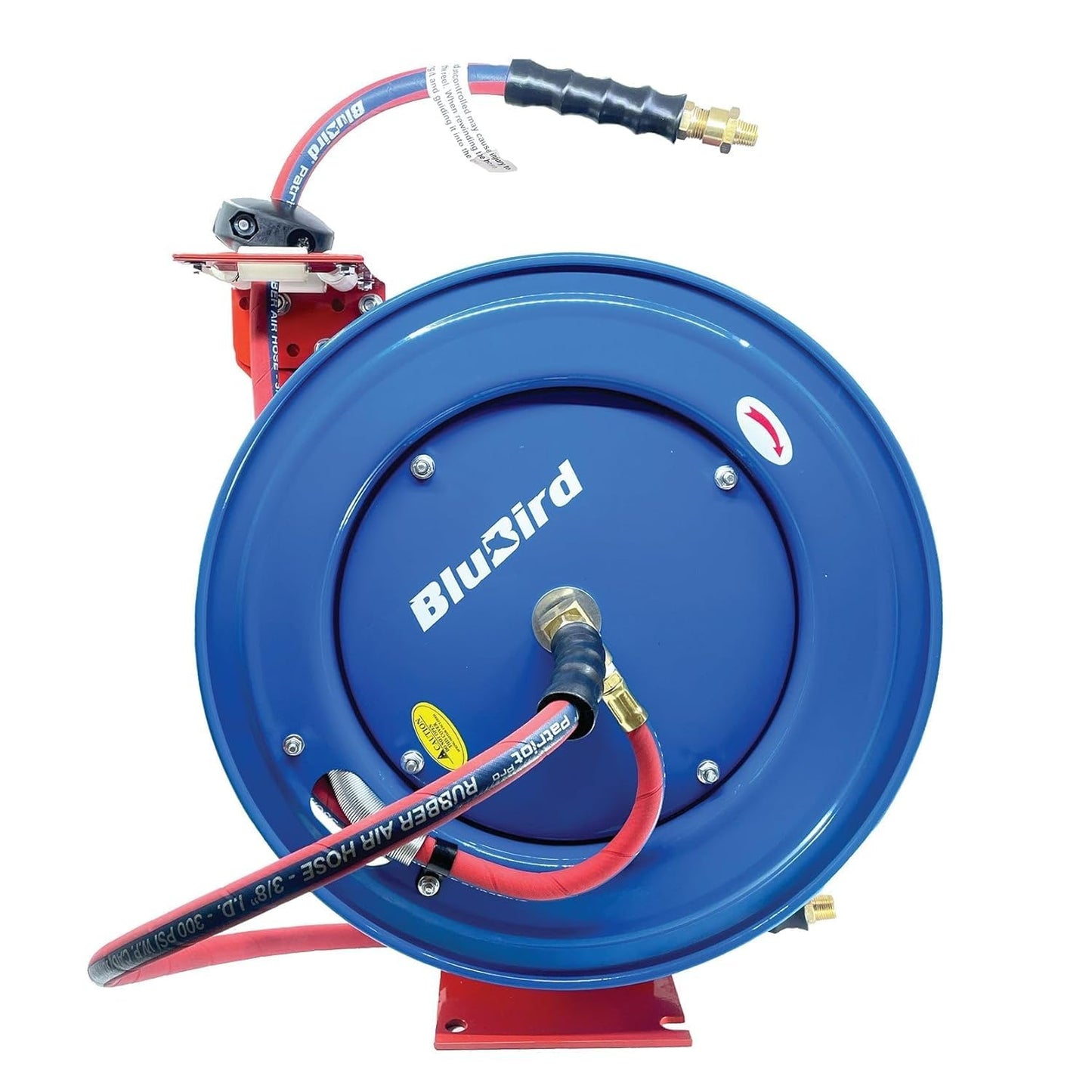 BluBird Patriot Pro Heavy-duty Retractable Rubber Air Hose Reel Outlet - 3/8"