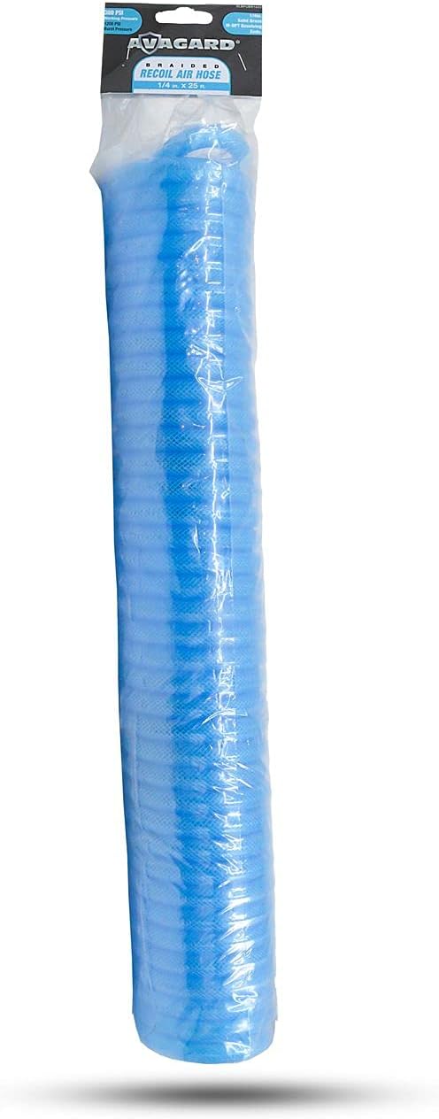 BluBird PUBR1425 1/4" 25' Braided PU Recoil Air Hose 300 PSI, Blue