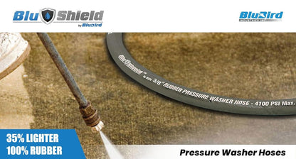 BluShield Aramid Braided Rubber Pressure Washer Hose, 3/8" x 100' Non Marking