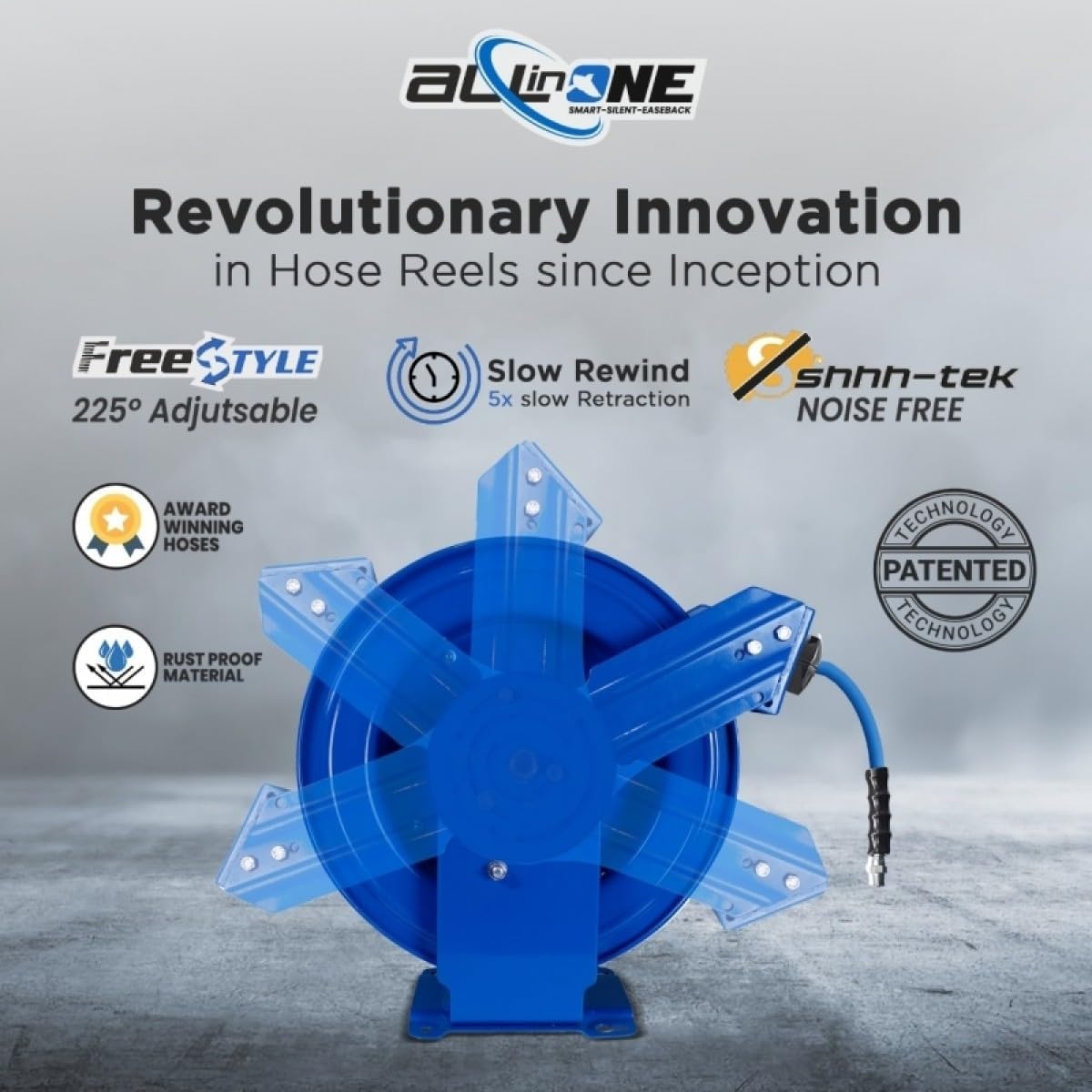 BluShield PWR1450-NM22-AIO Rubber Pressure Washing Hose Reel 1/4" x 50'
