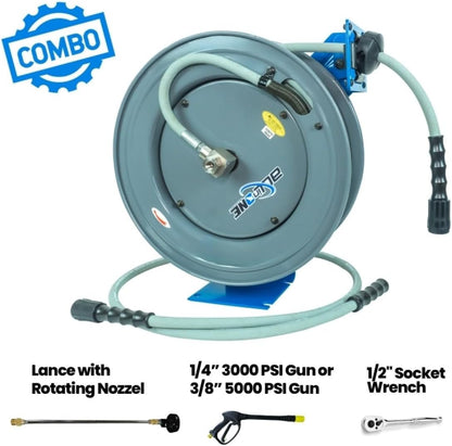 BluShield PWR1450-NM22-AIO Rubber Pressure Washing Hose Reel 1/4" x 50'