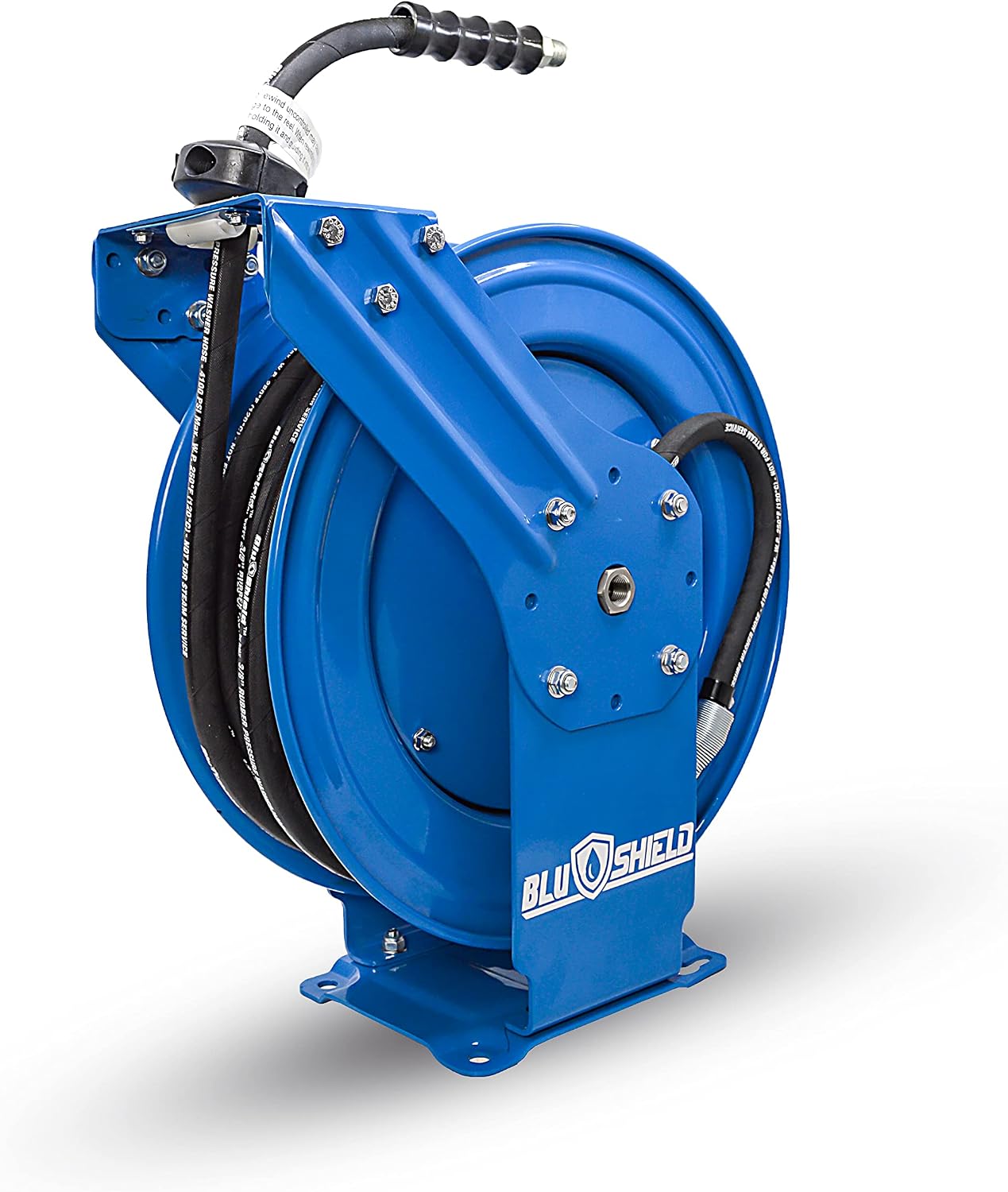 BluShield 1/4" Pressure Washer Dual Arm Hose Reel with  M22 (1/4" x 50')