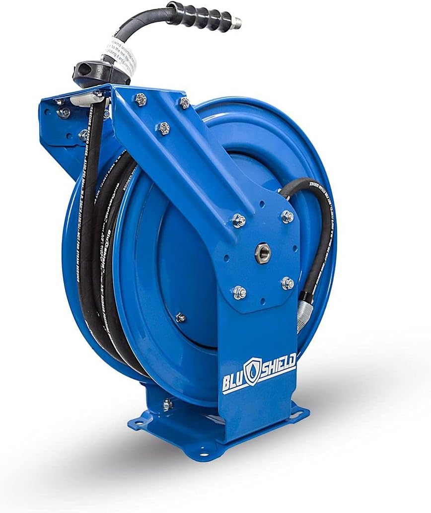 BLUSHIELD PWR3850 18 ga. Pressure Washer Retractable Dual Arm Hose Reel and Hose