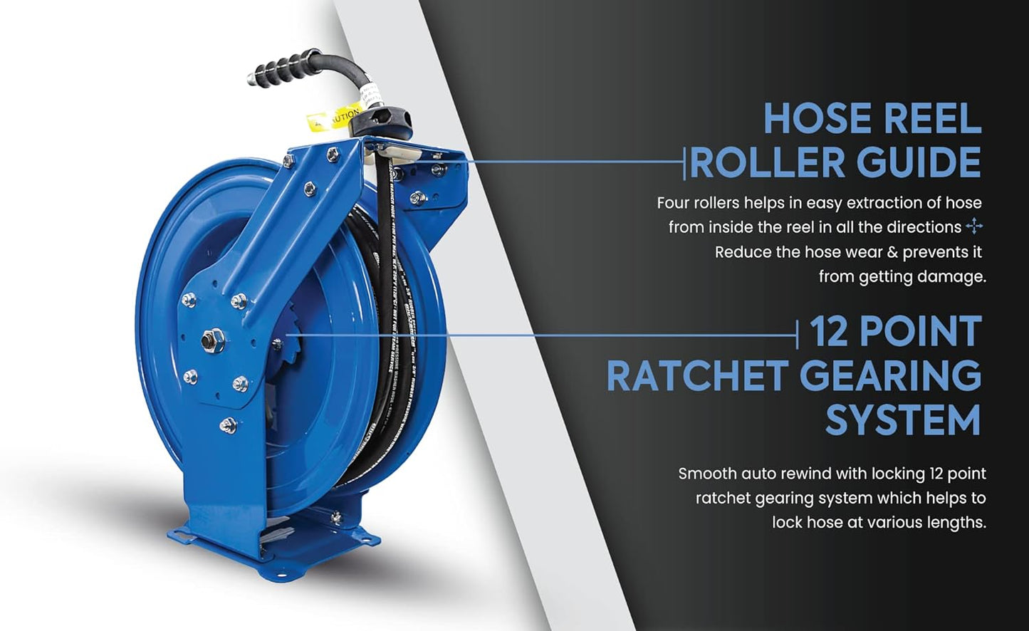 BLUSHIELD PWR3850 18 ga. Pressure Washer Retractable Dual Arm Hose Reel and Hose