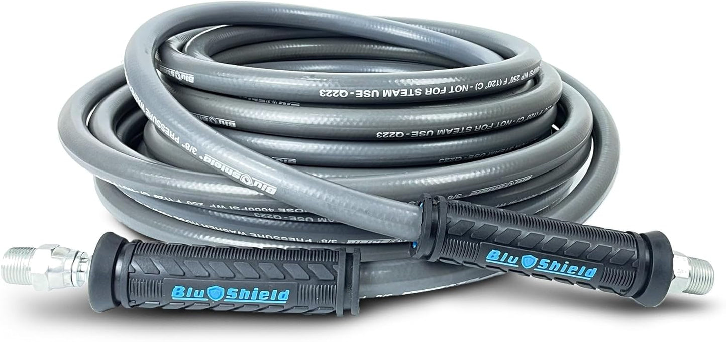 BluShield 3/8" Single Wire Pressure Washer Replacement Hose with NPT Fittings