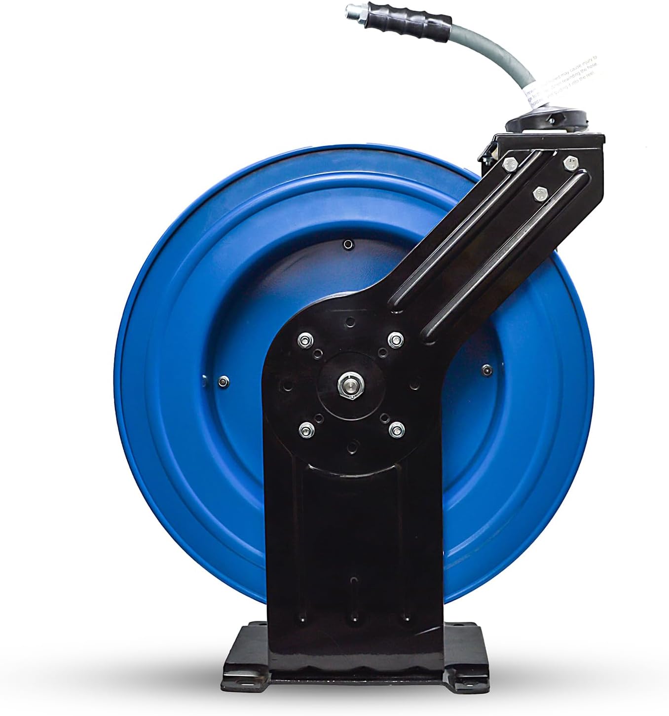Blu Shield 3/8" x 100' Rubber Pressure Washer Hose Reel – Dual Arm Steel Frame