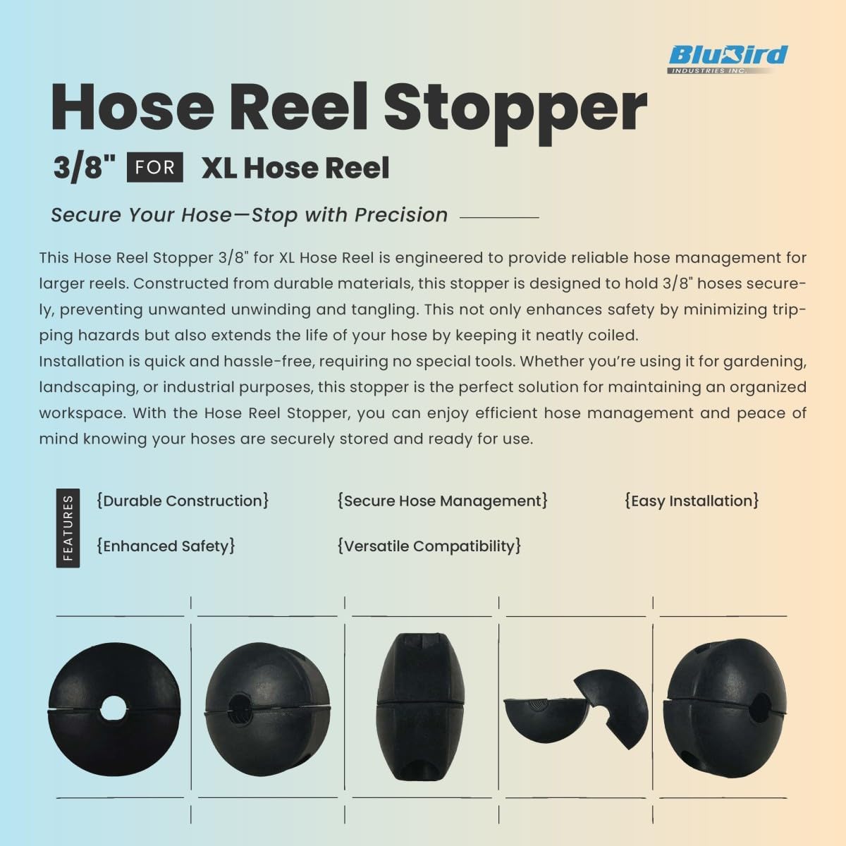 Hose Reel Stopper for 3/8 in. Hose, Heavy-Duty Rubber