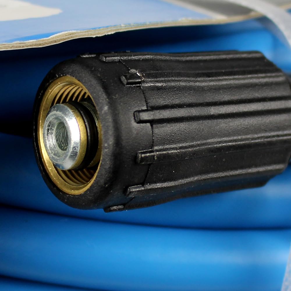 Tough-Tek Rubber Pressure Washing Hose 1/4" x 50' with M22 Coupler – Blue