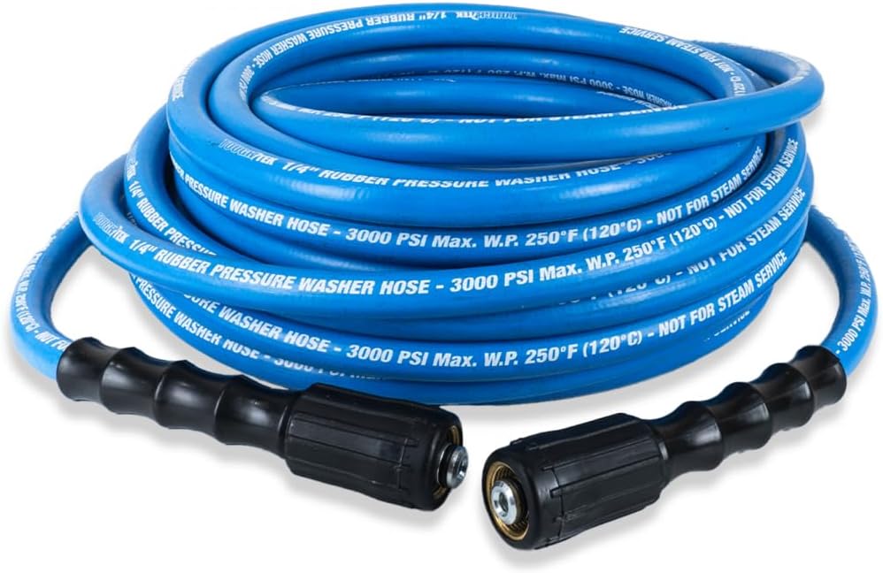 Blu Shield Tough Tek Rubber Pressure Washing Hose 1/4" X 25' with M22 Fittings