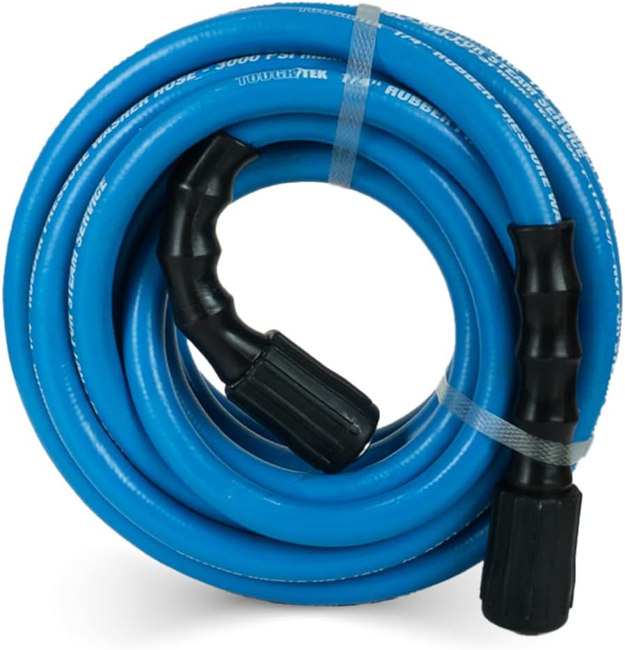 Blu Shield Tough Tek Rubber Pressure Washing Hose 1/4" X 25' with M22 Fittings