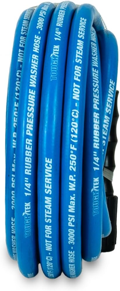Blu Shield Tough Tek Rubber Pressure Washing Hose 1/4" X 25' with M22 Fittings
