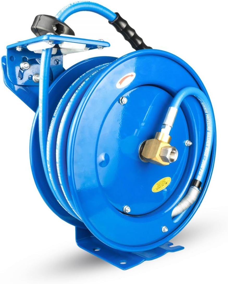 Rubber Pressure Wash Hose Reel 1/4 X 50' w/6' Lead-in