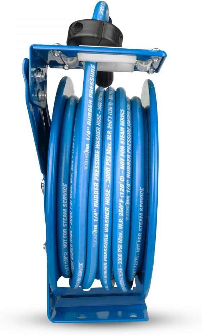 Rubber Pressure Wash Hose Reel 1/4 X 50' w/6' Lead-in