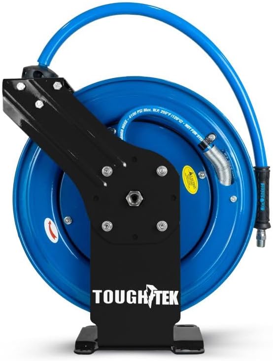 BluShield Tough Tek™ 3/8" x 100′ Aramid-Braided Rubber Pressure Washer Hose Reel