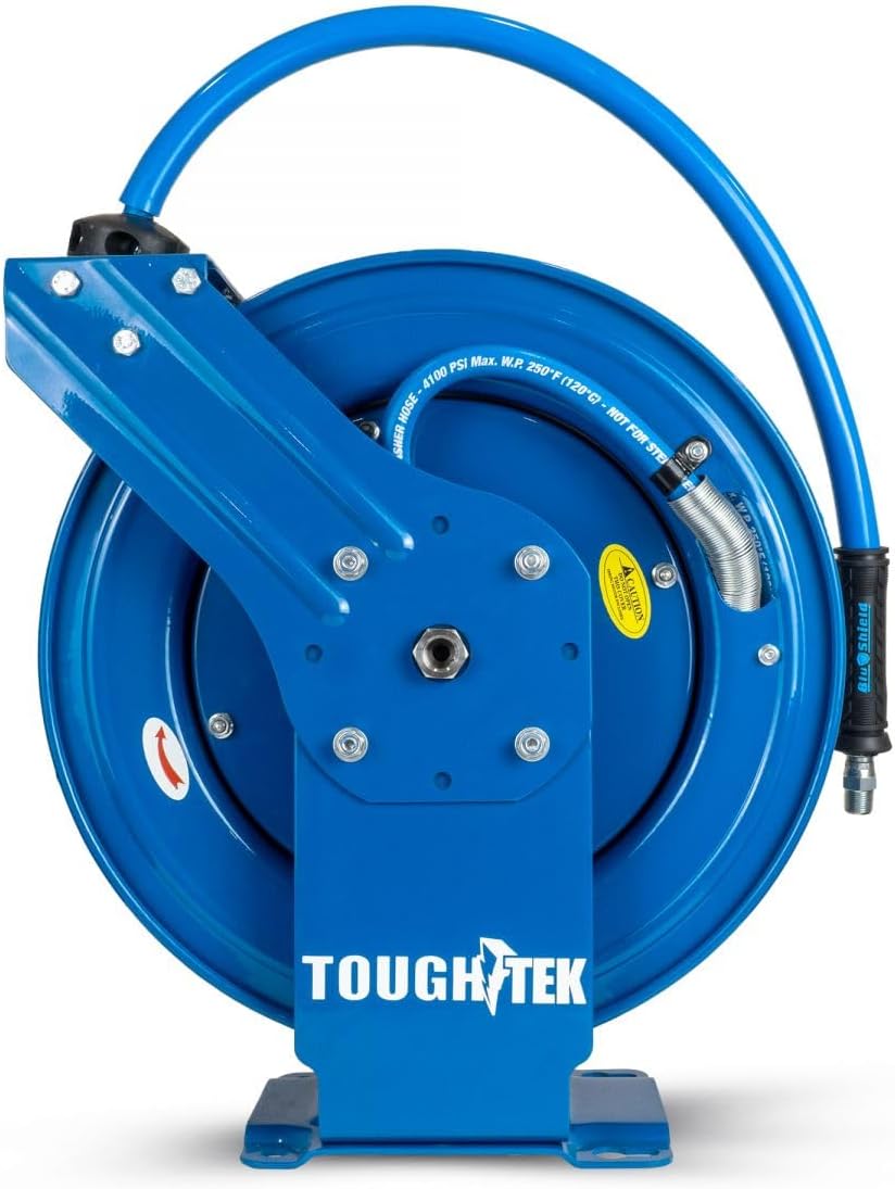 Blu Shield Tough Tek™ 3/8" x 50' Pressure Washer Hose Reel Retractable Dual-Arm