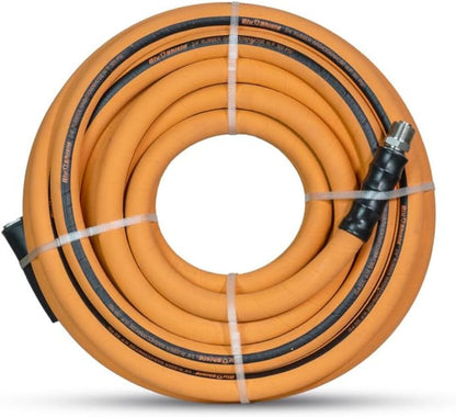 WD34100 3/4" x 100' Heavy-Duty Rubber Washdown Hose - 300 PSI, Oil-Resistant