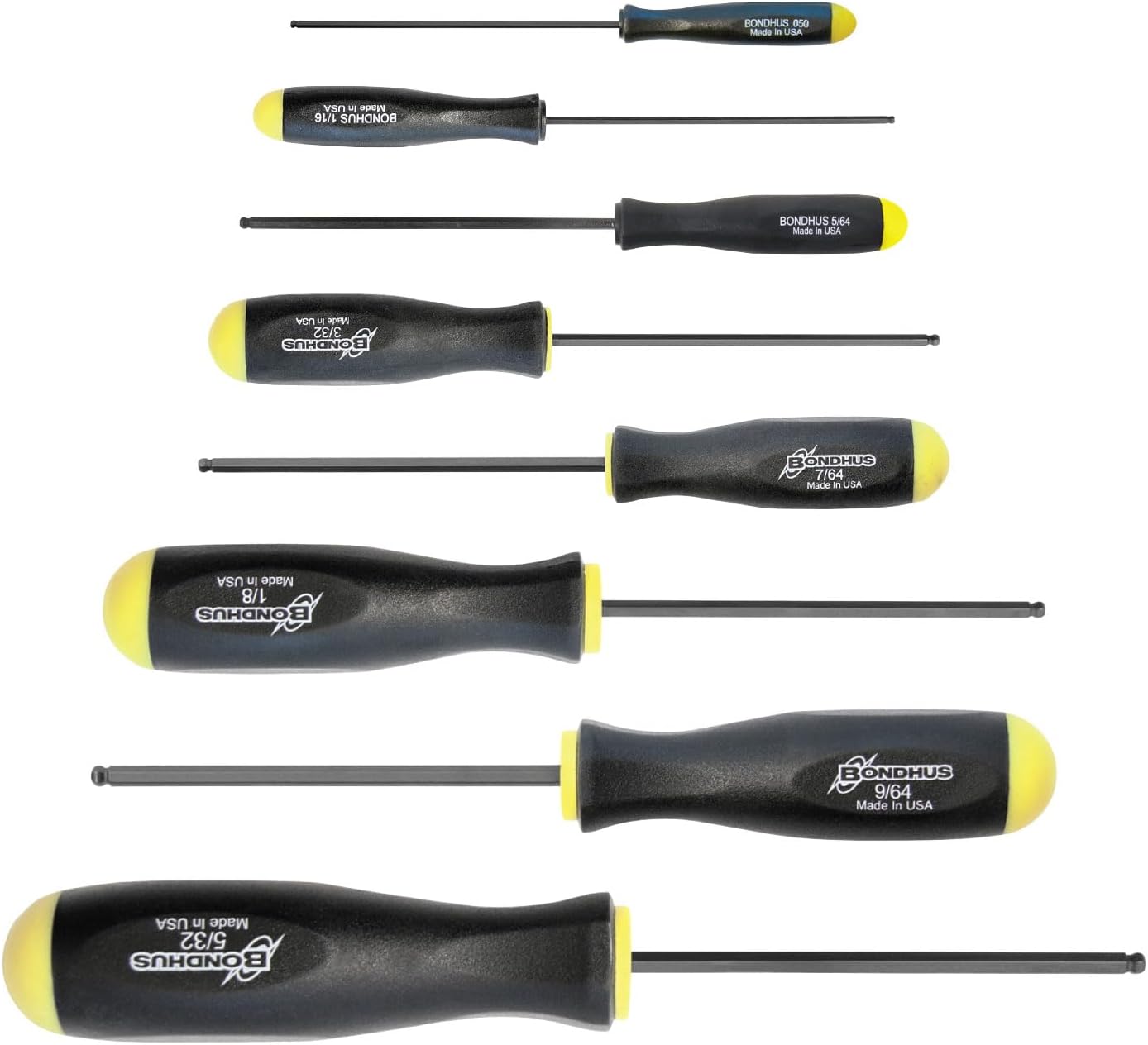 10632 Set of 8 Balldriver Screwdrivers, ProGuard Finish, .050-5/32-Inch