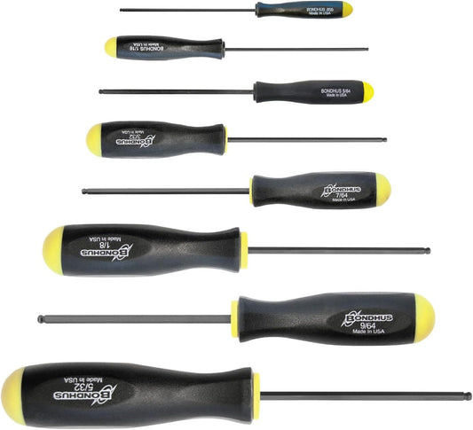10632 Set of 8 Balldriver Screwdrivers, ProGuard Finish, .050-5/32-Inch