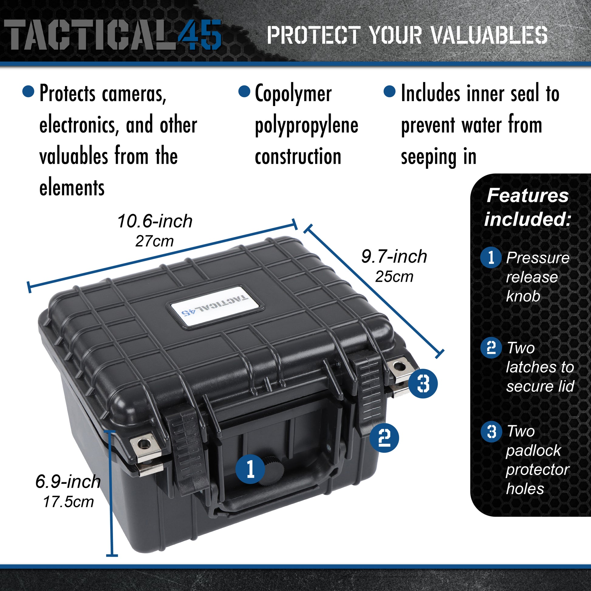 Plastic Case with Foam Black Padded Camera Gear Hard Carrying Case