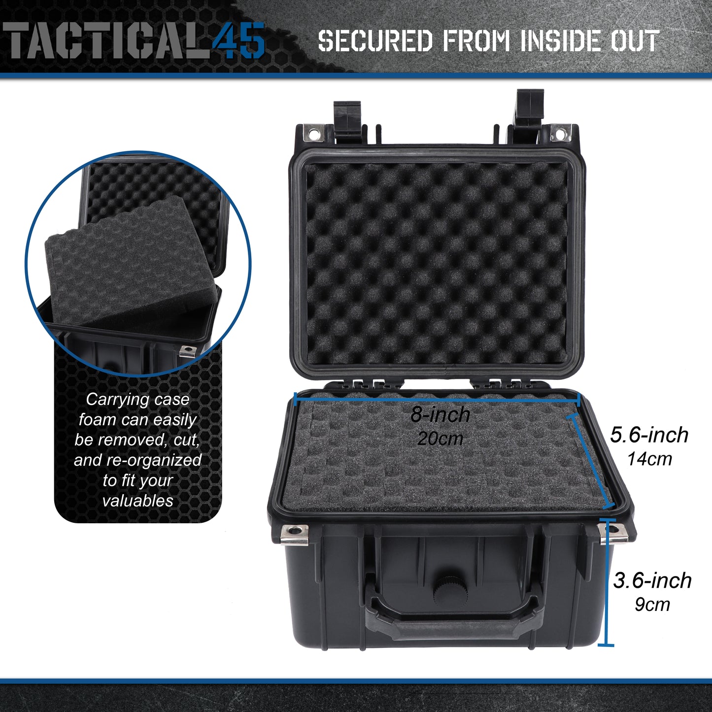 Plastic Case with Foam Black Padded Camera Gear Hard Carrying Case