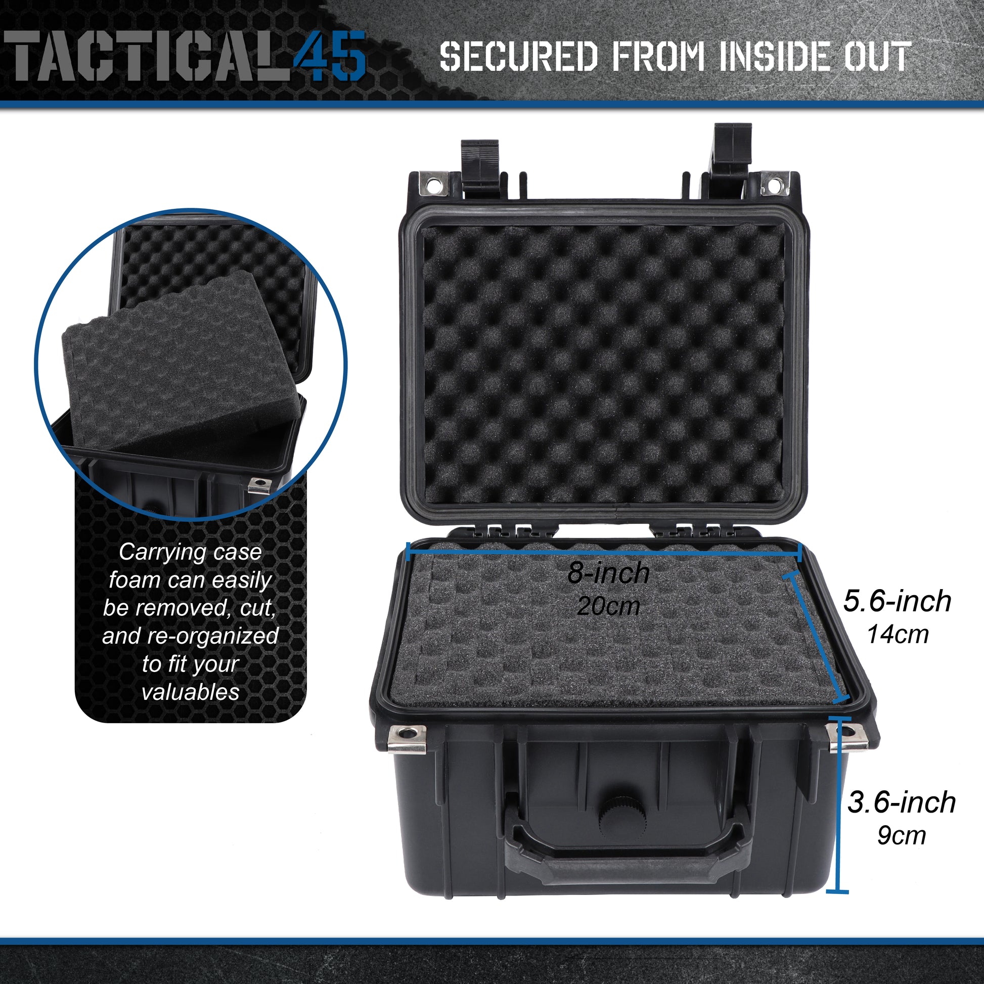 Plastic Case with Foam Black Padded Camera Gear Hard Carrying Case