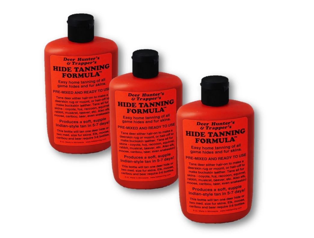 3 Pk Deer Hunter's & Trappers Hide Tanning Formula 8 Oz.