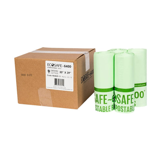 6400 HB3039-11 Certified Compostable Bag - 30 Gallon Bin - Pack of 96