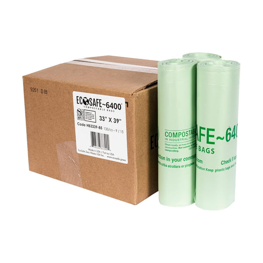 6400 HB3339-85 Certified Compostable Bag for 35 Gallon Bin - Pack of 135