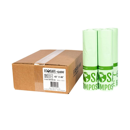 EcoSafe-6400 HB4248-85 Certified Compostable Bags for 55 Gallon Bin - Pack of 80