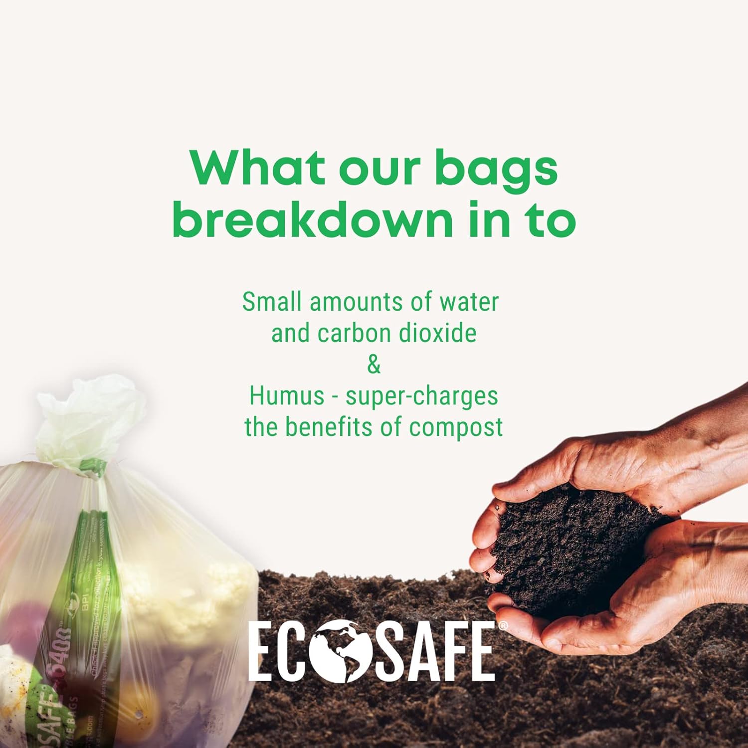 EcoSafe-6400 HB4248-85 Certified Compostable Bags for 55 Gallon Bin - Pack of 80