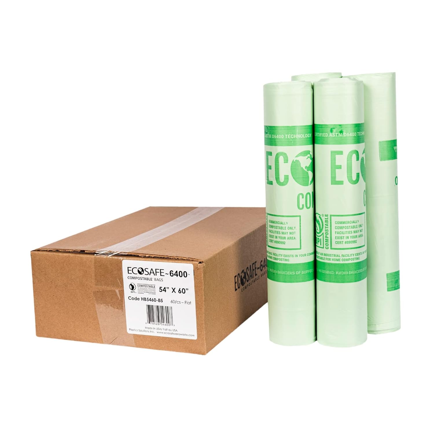 6400 HB5460-85 Certified Compostable Bag - for 90 Gallon Bin Pack of 60
