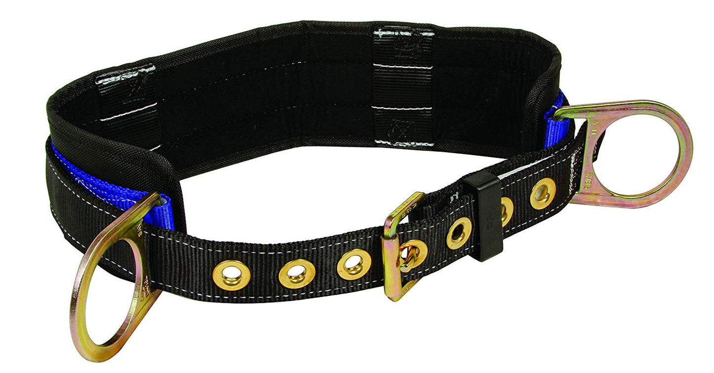 7055XL Padded Positioning Belt with Two D-Rings, Black/Blue, X-Large