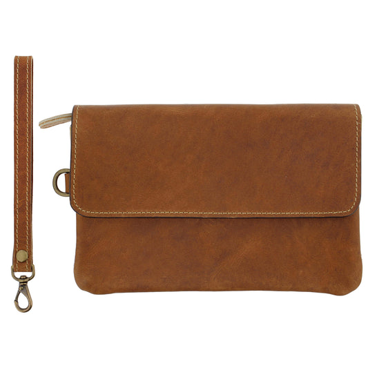 Leather Wallet Clutch with Wristlet - 5.3 x 8in Magnetic Women Purse